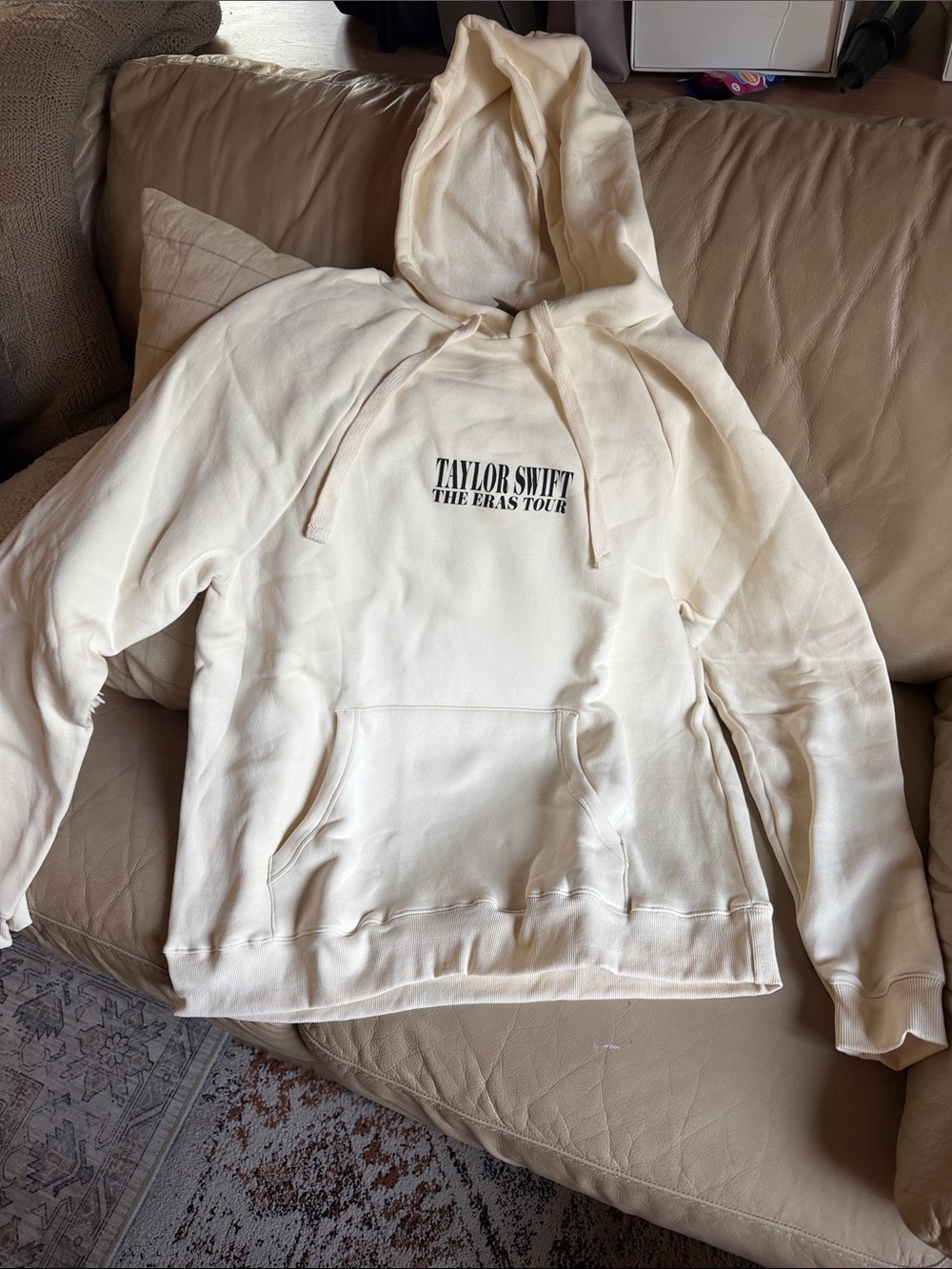 Taylor Swift Cream 'The Eras Tour' Hoodie with Black Logo